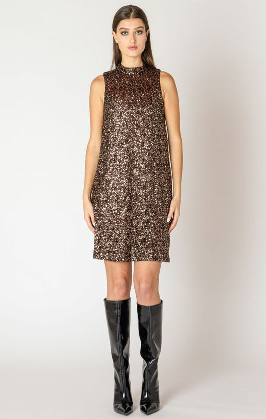 Mock Neck Sequin Dress