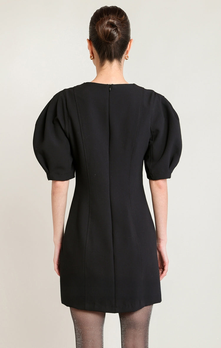 Puffy Short Sleeve Knit Dress