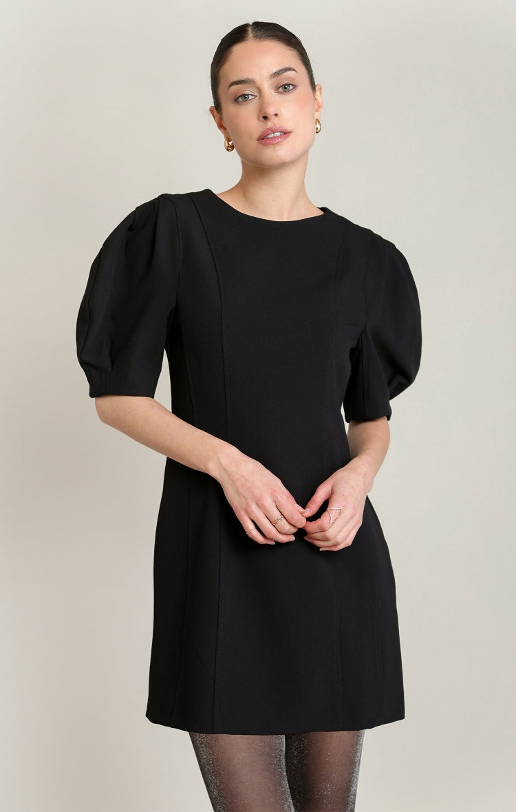 Puffy Short Sleeve Knit Dress