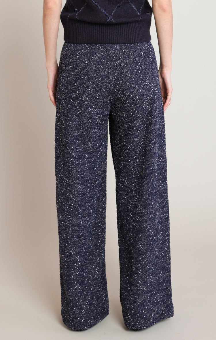 Black Tape Bouclé Straight-Leg Pants