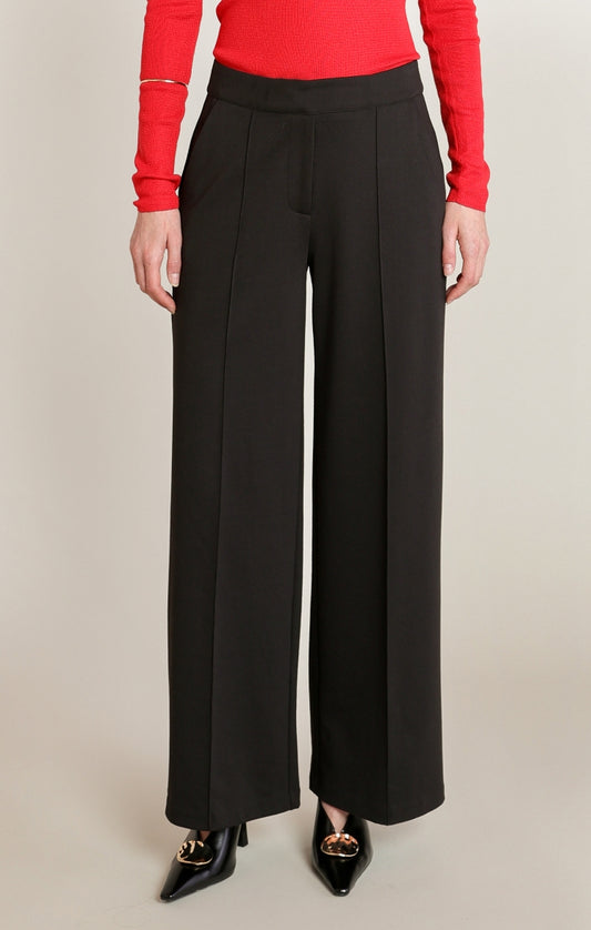 Black Tape Pleated Wide Leg Dress Pants