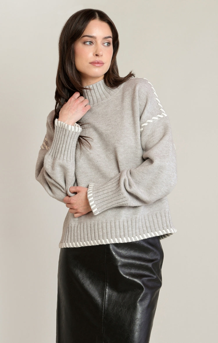 Black Tape Oversized Mock Neck Sweater