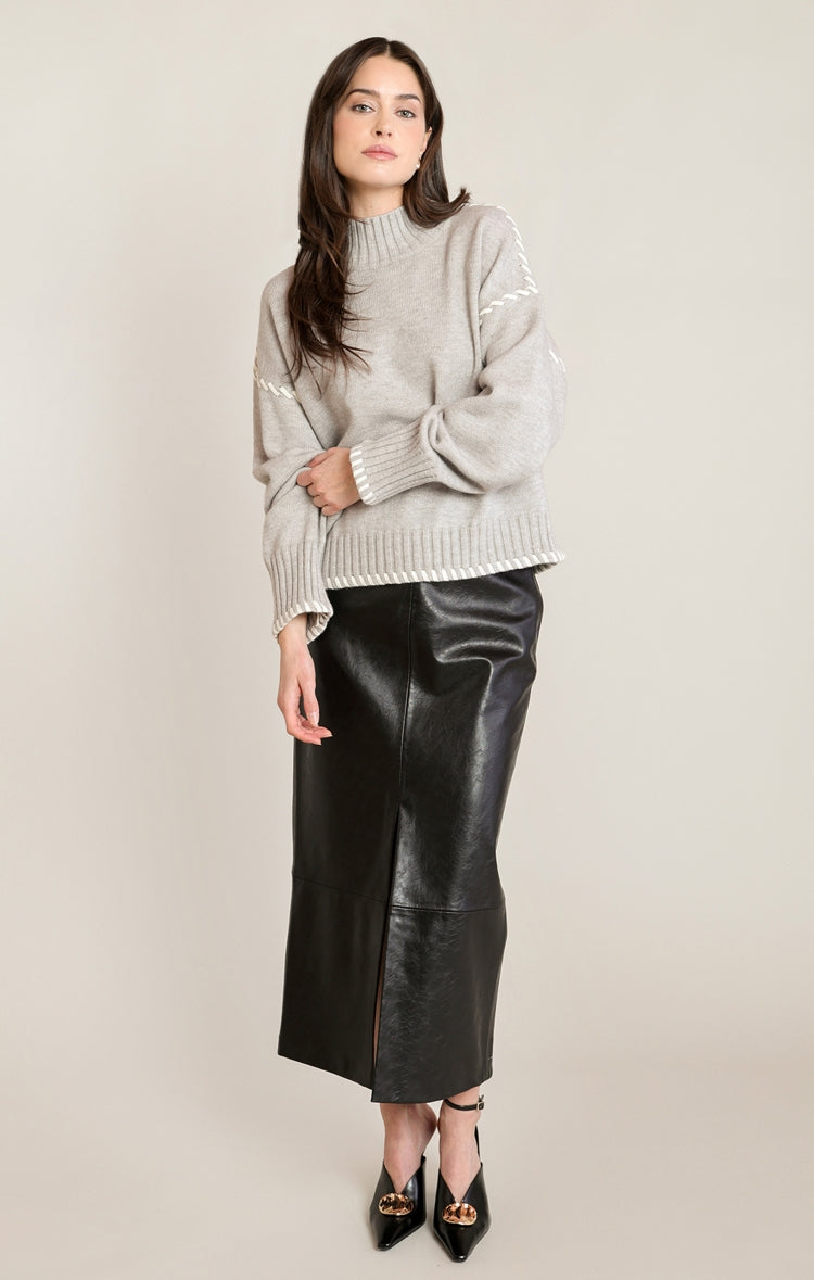 Black Tape Oversized Mock Neck Sweater