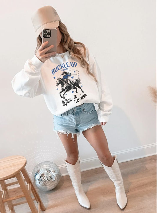Buckle Up Cowboy Crew Neck