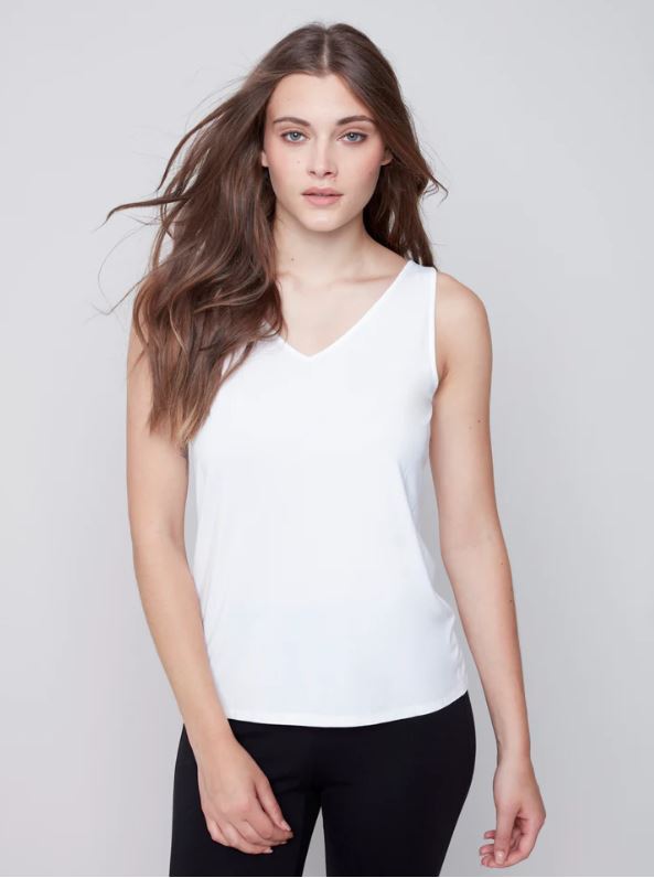 Stock up on this versatile easy to wear tank top, the Charlie B Reversible Bamboo Cami. Have a new day, new shirt feeling with this reversible top as you switch between the V or scoop neck. You’ll love the silky, soft feel of this perfect layering tank top, to want one in every colour.