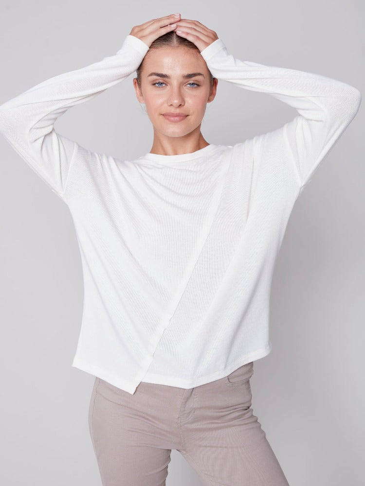 Drop Shoulder Asymmetrical Long Sleeved Shirt