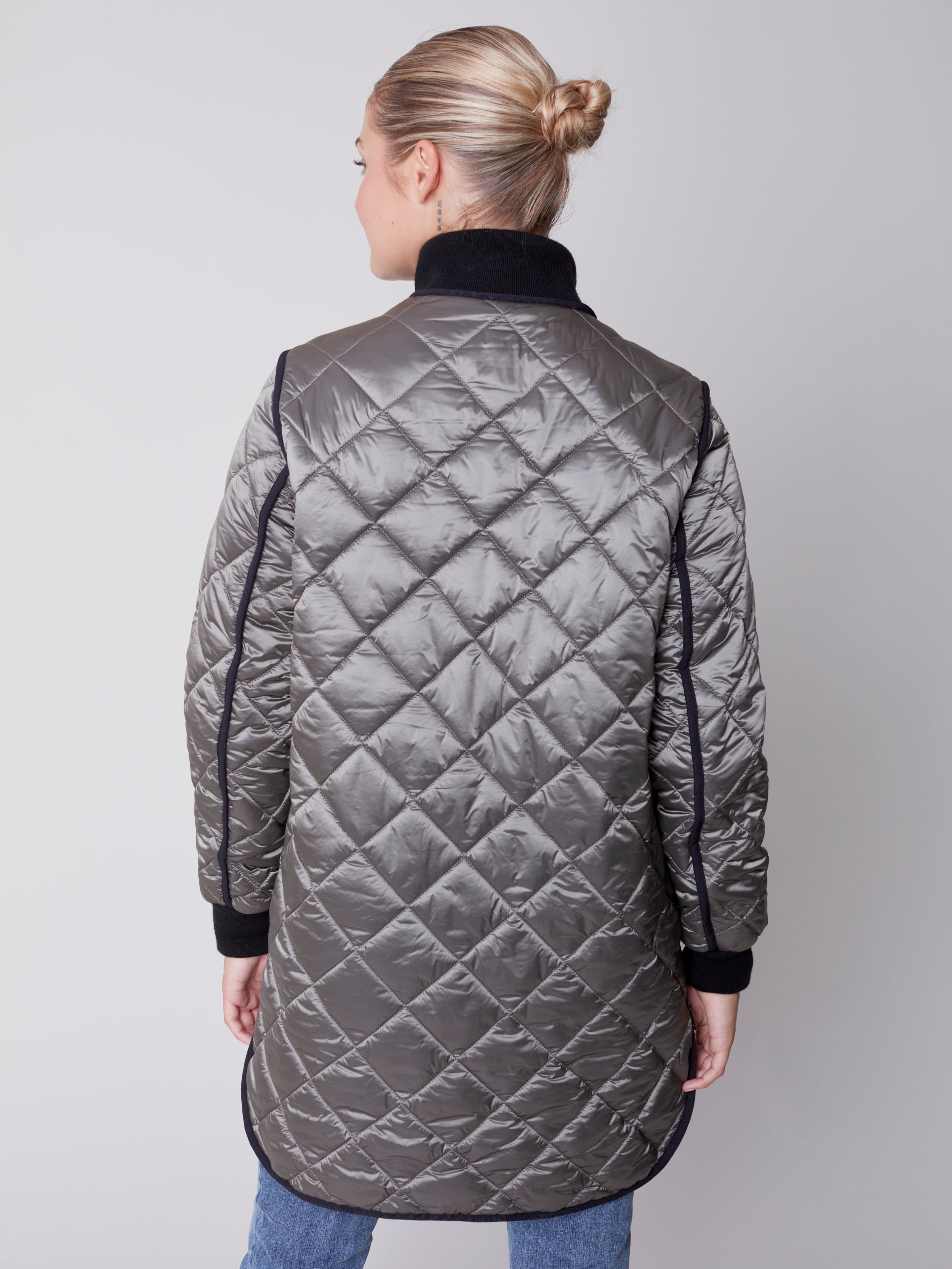 Long Iridescent Quilted Jacket