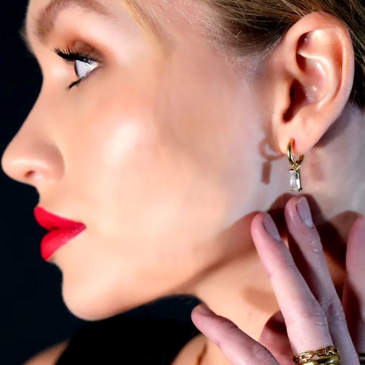 CACA - Boucles d'oreilles pendantes en cristal transparent d'inspiration vintage