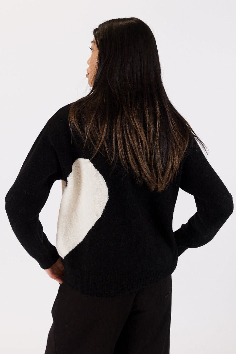 Cordy Mock Neck Sweater With Heart Detail