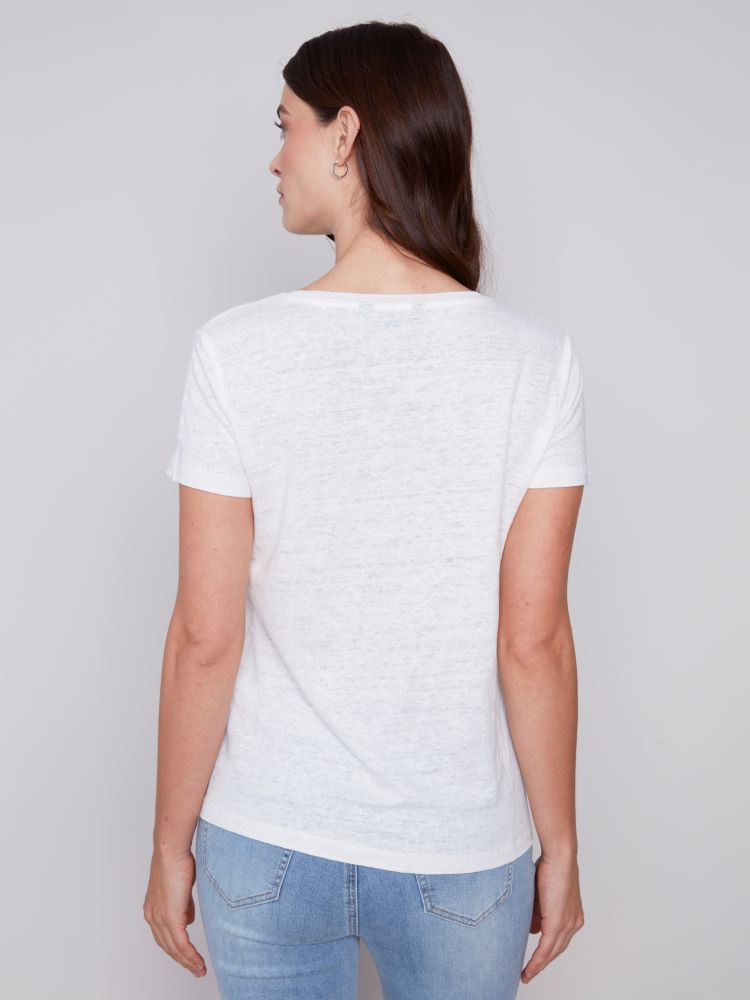 Short Sleeve V-Neck Linen T-Shirt