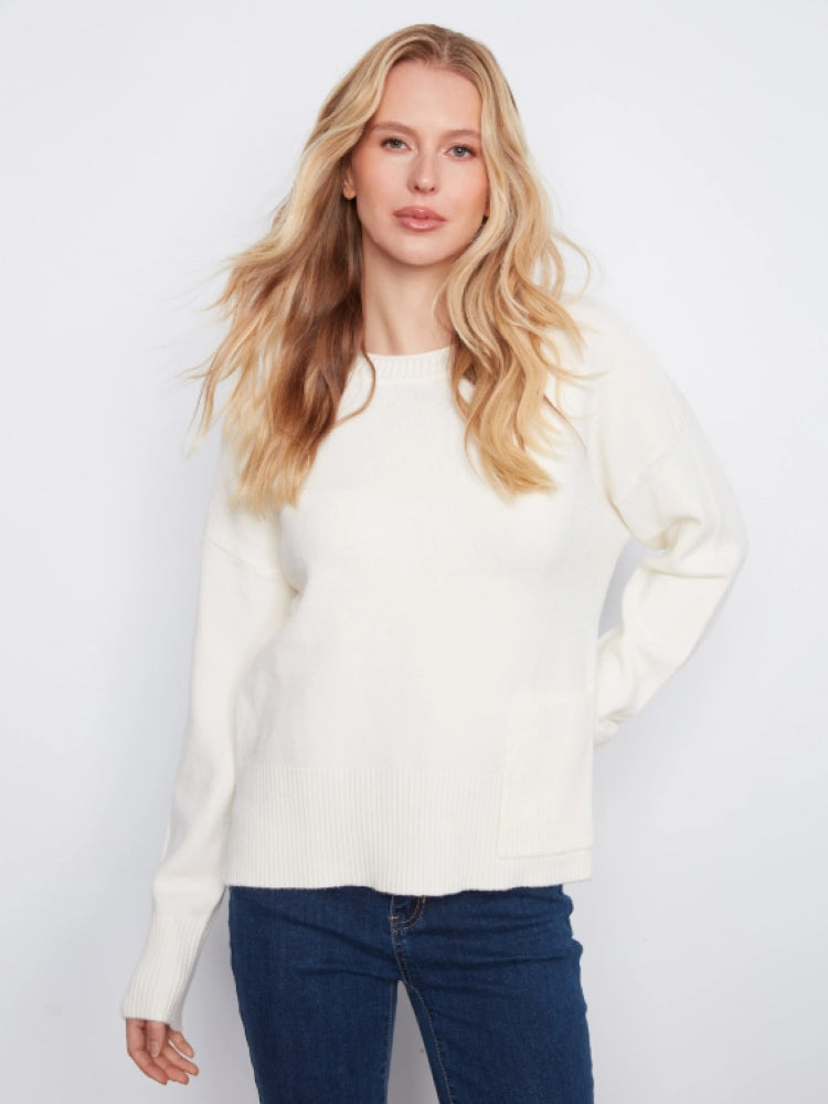 Charlie B Pocket Crew Neck Sweater
