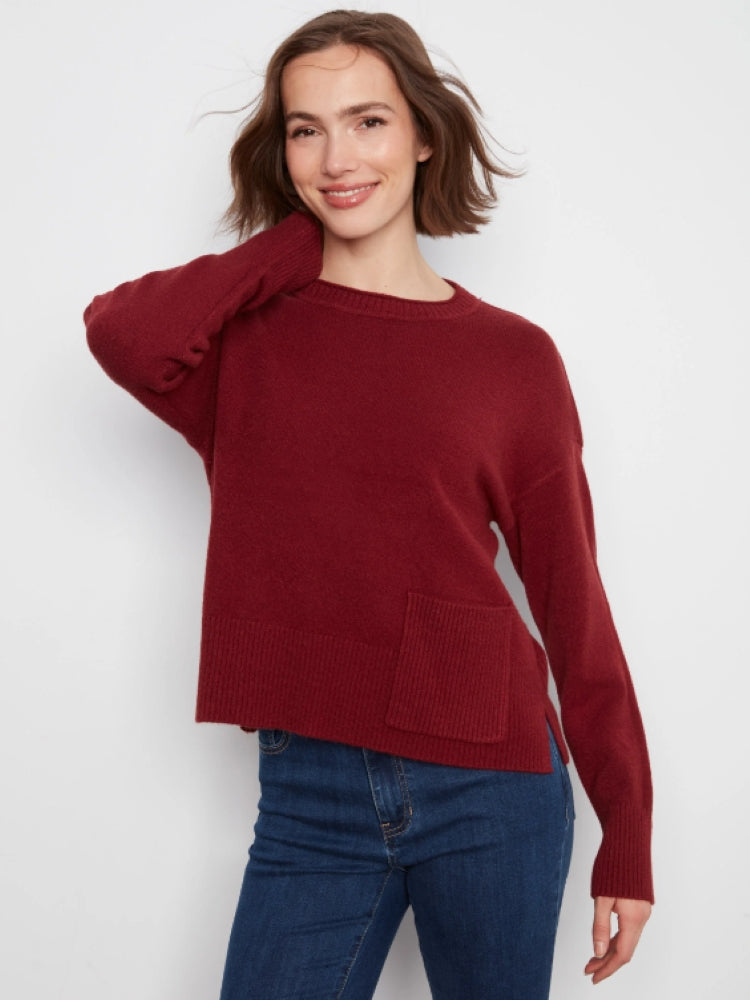 Charlie B Pocket Crew Neck Sweater