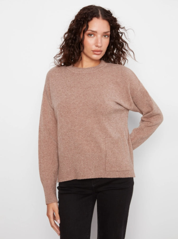 Charlie B Pocket Crew Neck Sweater