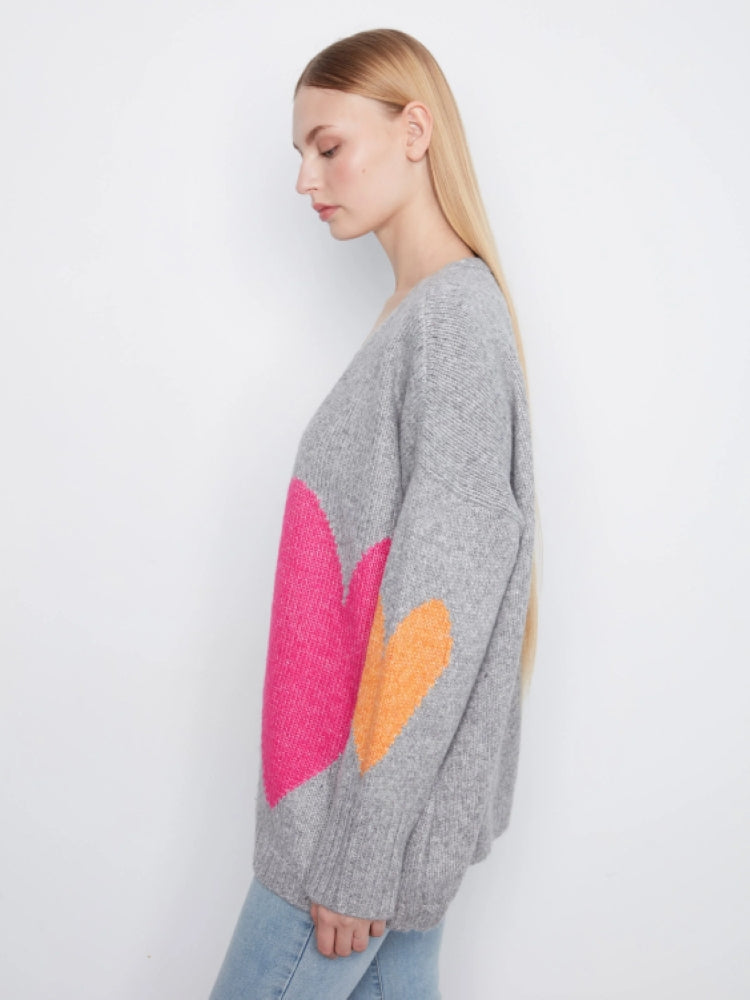 Charlie B Heart Print Open Front Cardigan