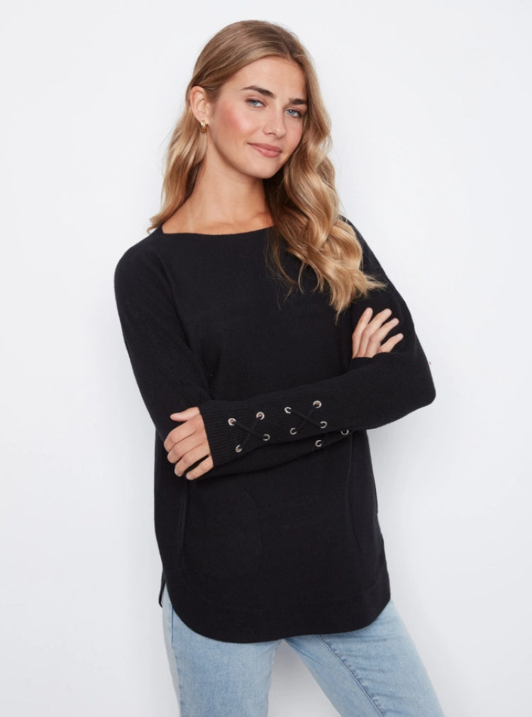 Charlie B Lace-Up Cuff Sweater