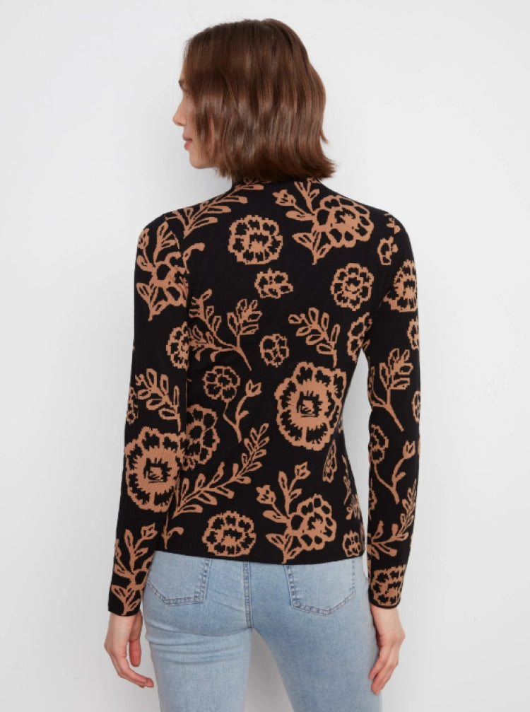 Charlie B Reversible Floral Mock Neck Sweater