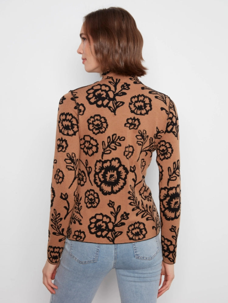 Charlie B Reversible Floral Mock Neck Sweater