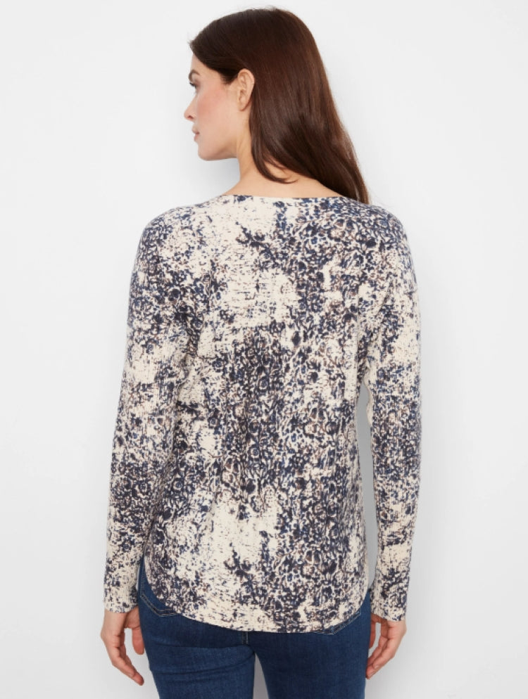 Charlie B Seraphine Print Boat Neck Sweater
