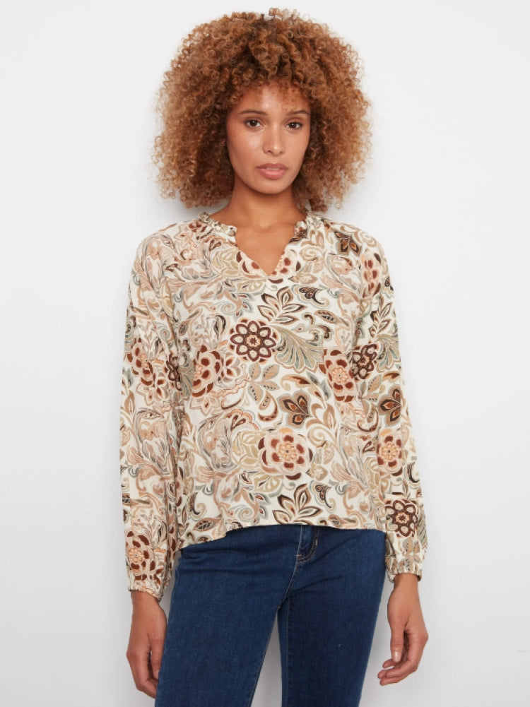 Charlie B Tapestry Print Popover Blouse