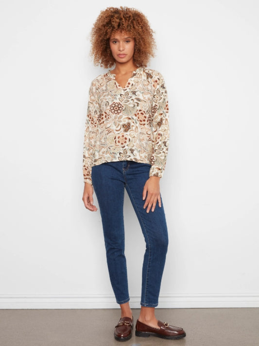 Charlie B Tapestry Print Popover Blouse