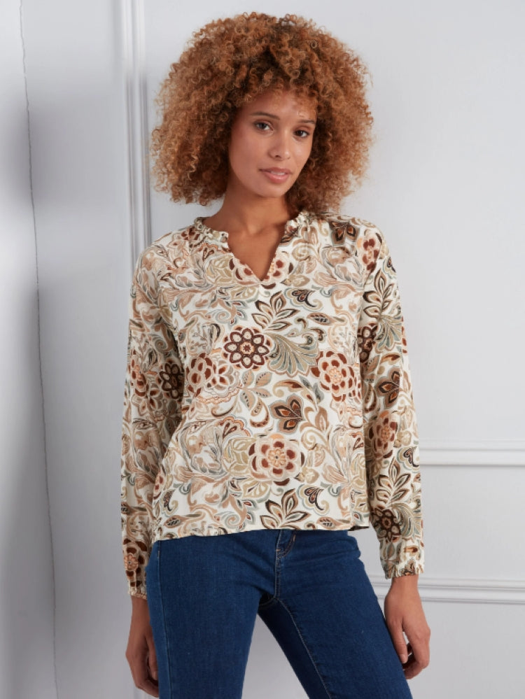 Charlie B Tapestry Print Popover Blouse