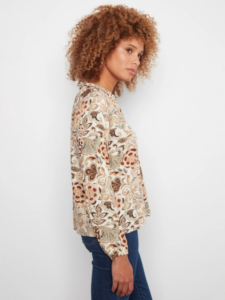 Charlie B Tapestry Print Popover Blouse