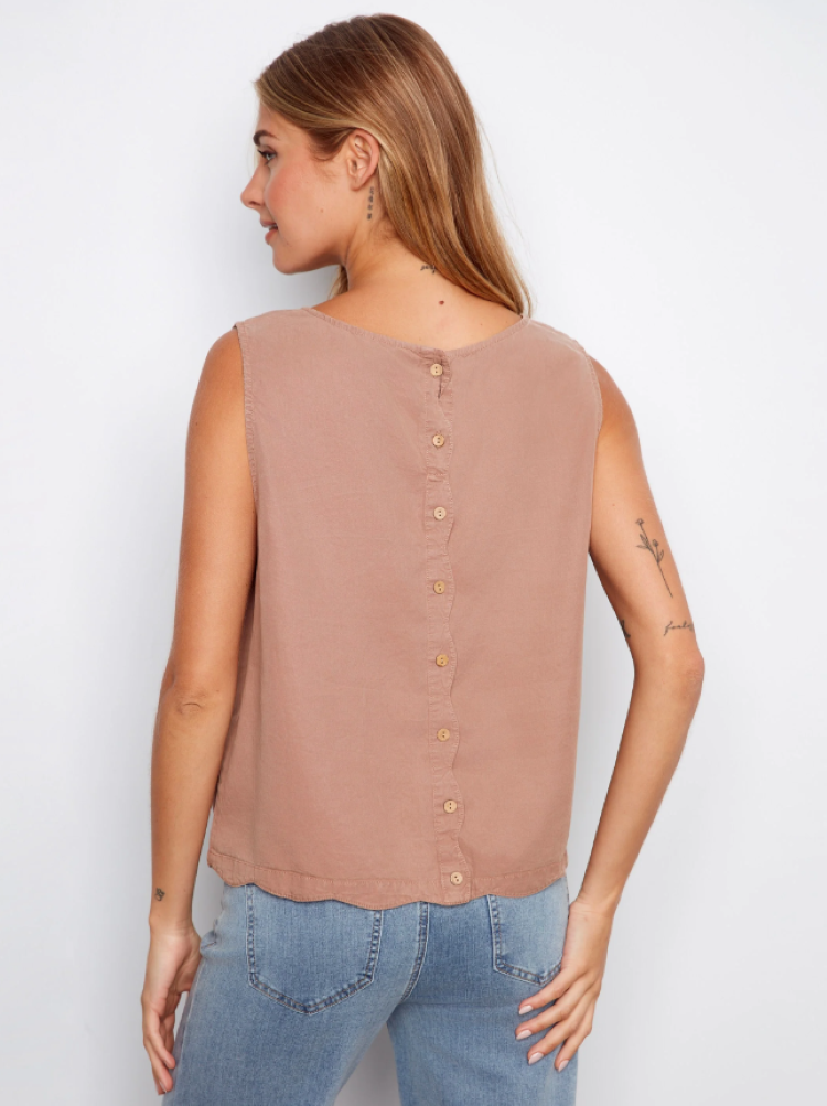 Sleeveless Scalloped Hem Top