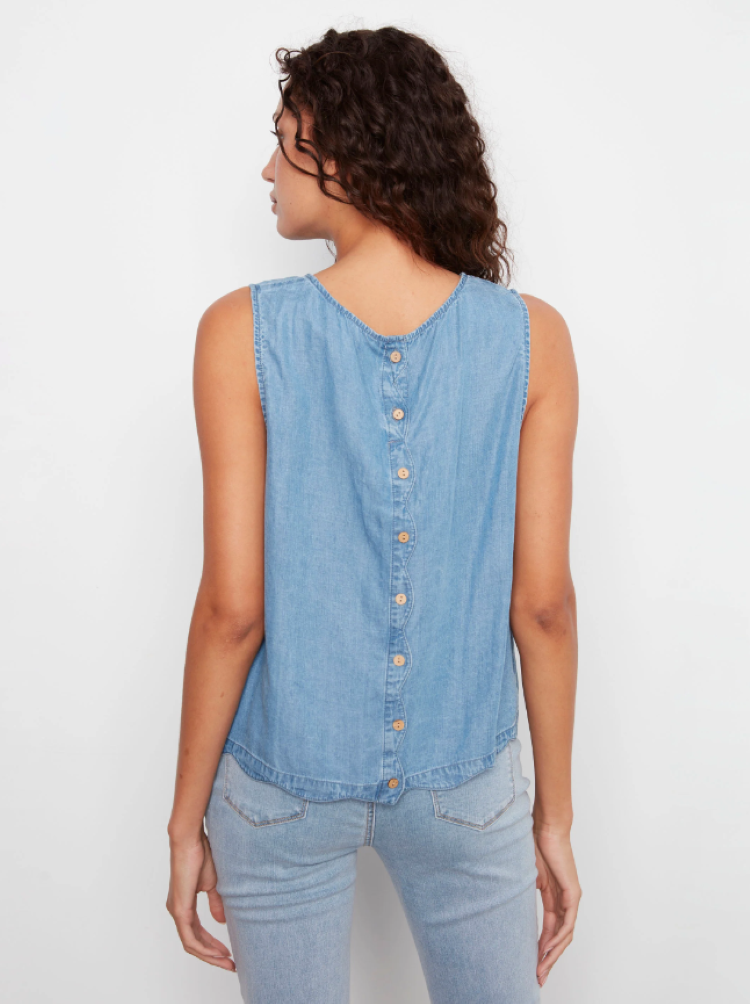 Sleeveless Scalloped Hem Top