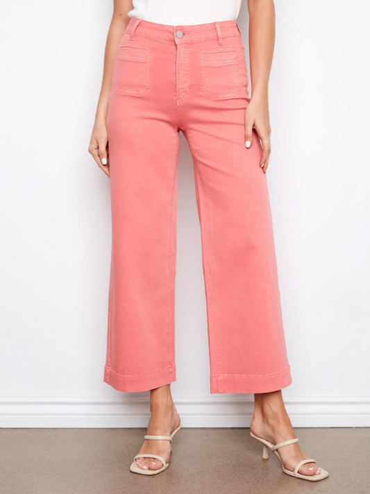 Cropped Flare Twill Pants