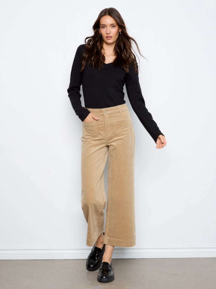 Charlie B Cropped Wide Leg Corduroy Pants