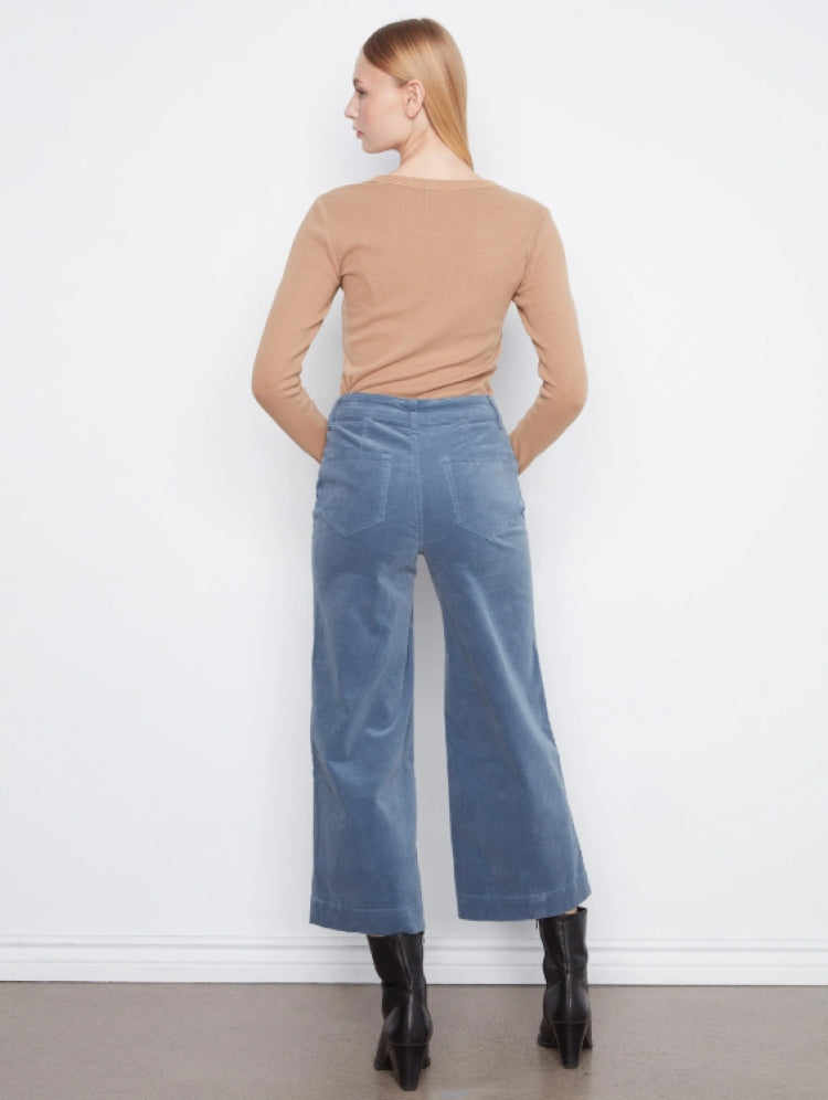 Charlie B Cropped Wide Leg Corduroy Pants