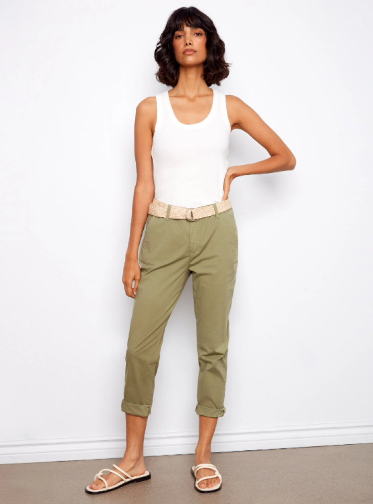 Belted Slim Fit Pants