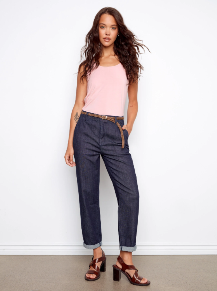 Belted Slim Leg Jeans