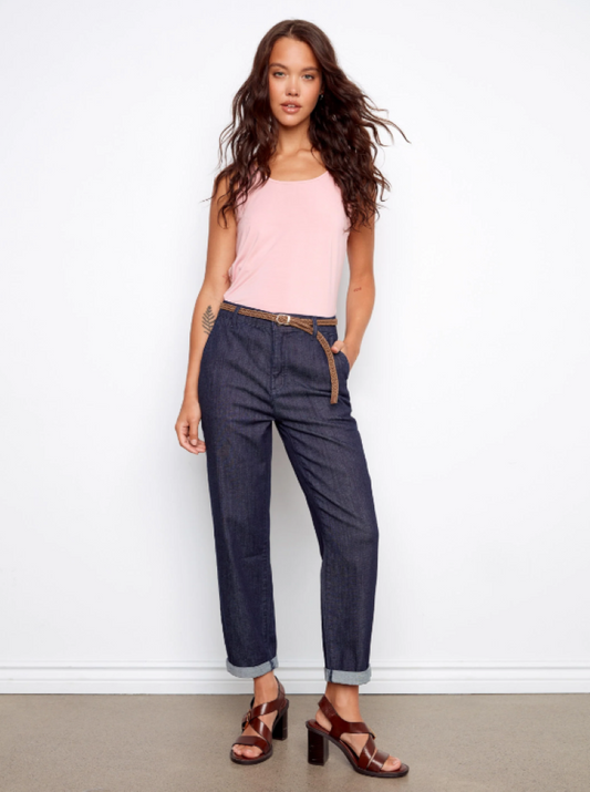 Belted Slim Leg Jeans