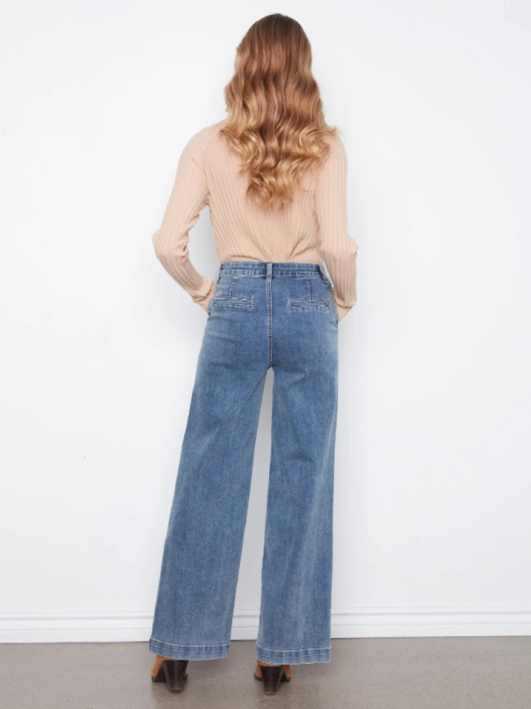 Charlie B Wide Leg Jeans with Removable Belt