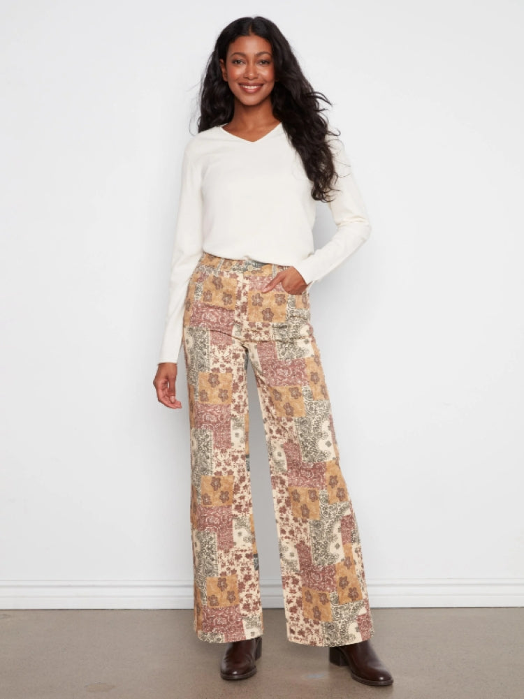 Charlie B Print Wide Leg Pants