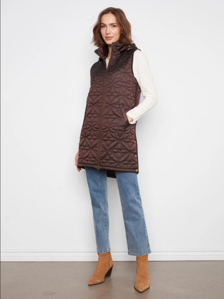 Charlie B Long Hooded Puffer Vest