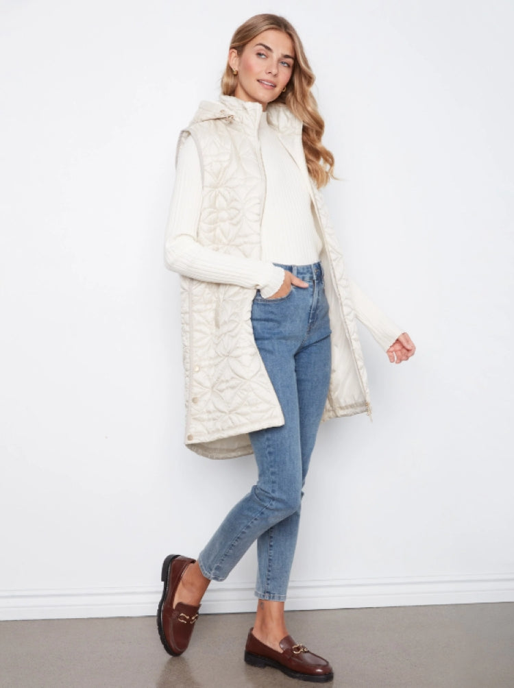 Charlie B Long Hooded Puffer Vest