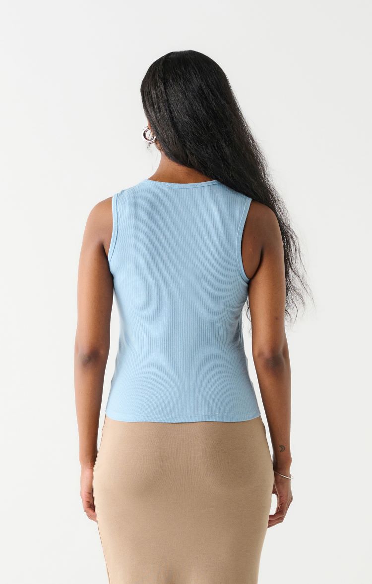 Dex Style: 2324303D, Ribbed Tank, sky blue, back view