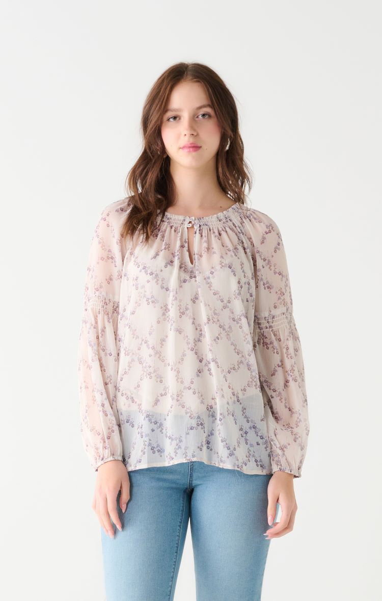 Dex Style: 2323503T, Smocked Boho Blouse, front view