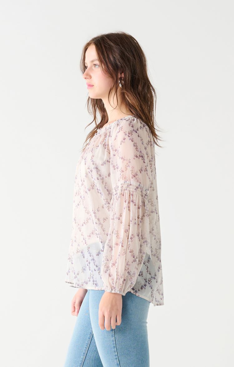 Dex Style: 2323503T, Smocked Boho Blouse, side view