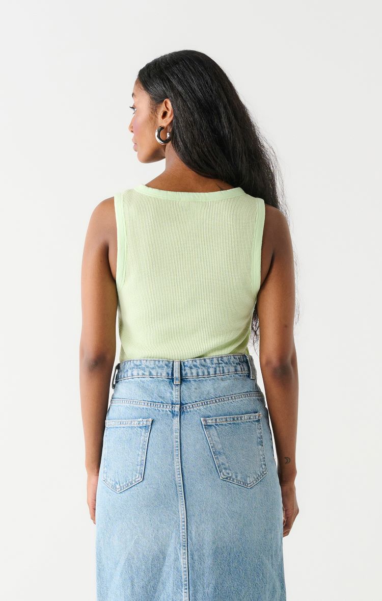 Dex Style: 2324304D, Waffle Knit Tank Top, lime, back view
