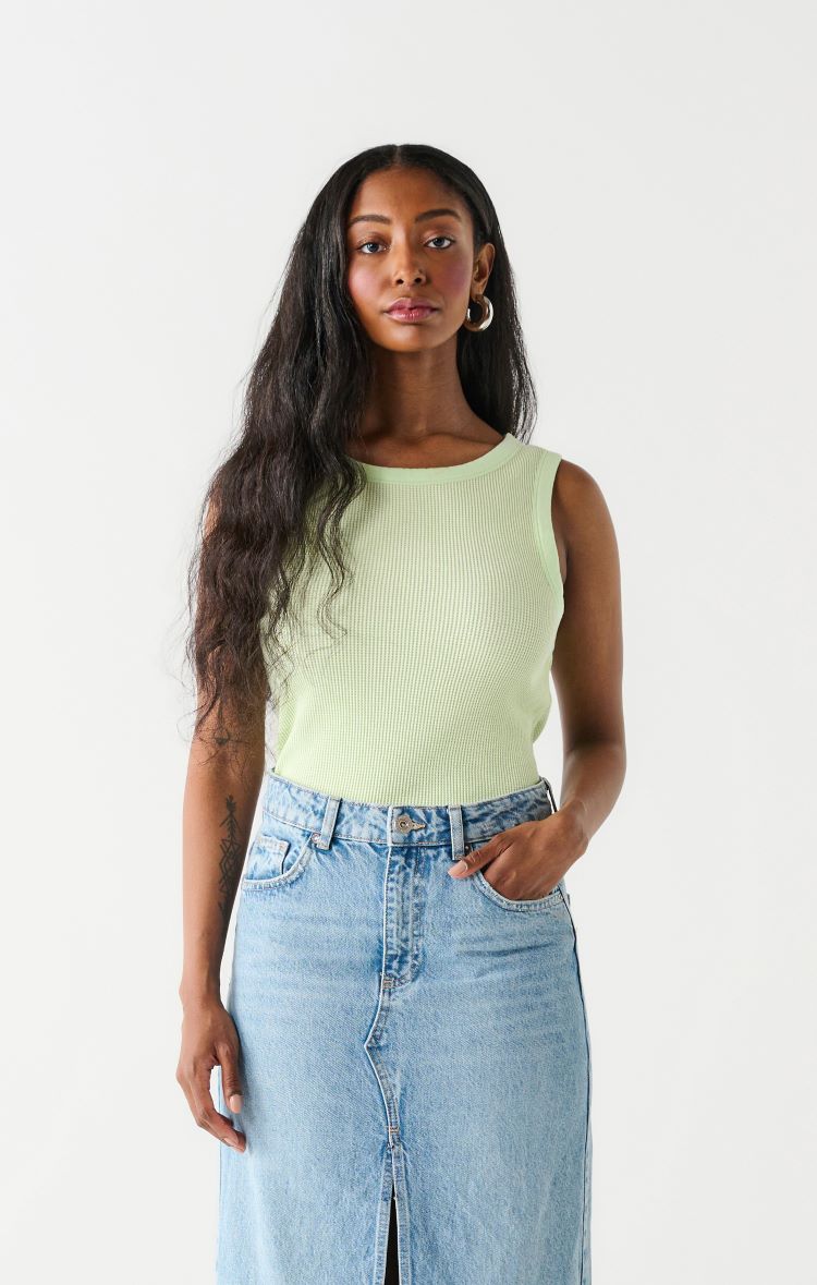 Dex Style: 2324304D, Waffle Knit Tank Top, lime, front view