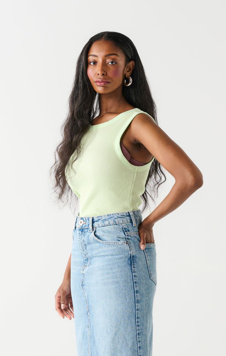 Dex Style: 2324304D, Waffle Knit Tank Top, lime, side view