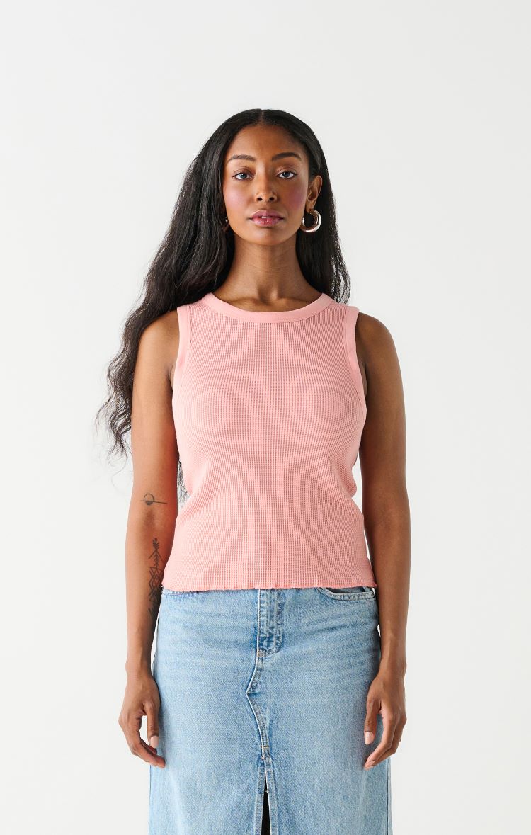 Dex Style: 2324304D, Waffle Knit Tank Top, melon, front view