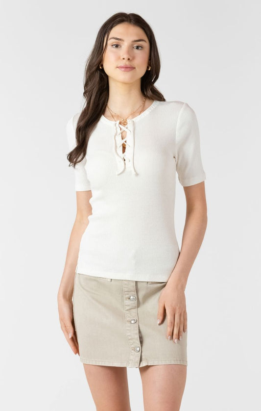 Ribbed Lace Up Tee