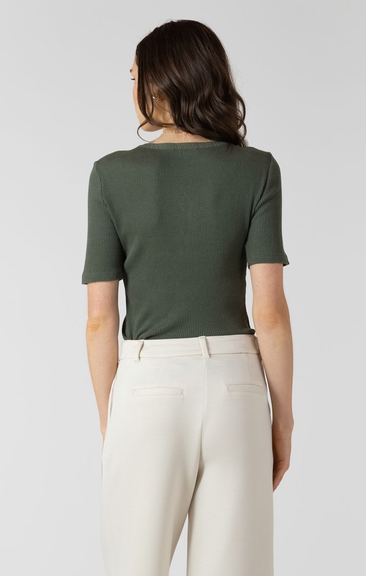 Ribbed Lace Up Tee