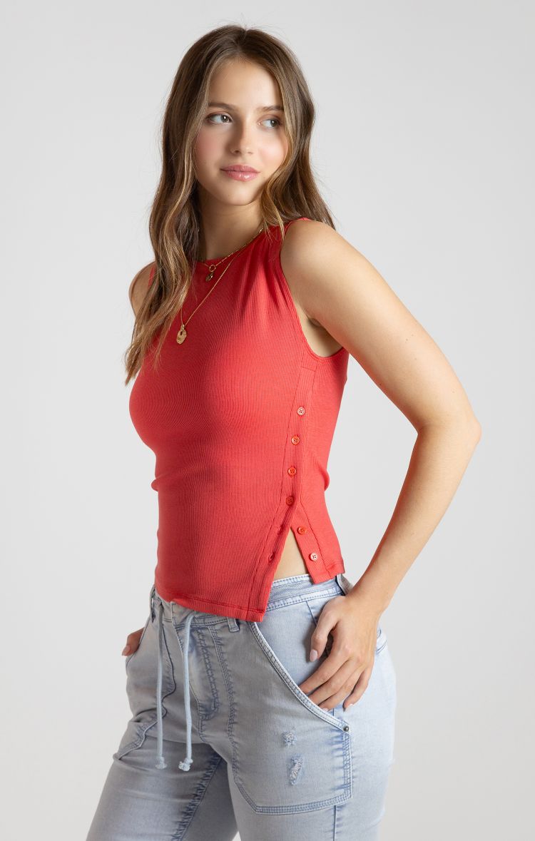 Ribbed Button Tank