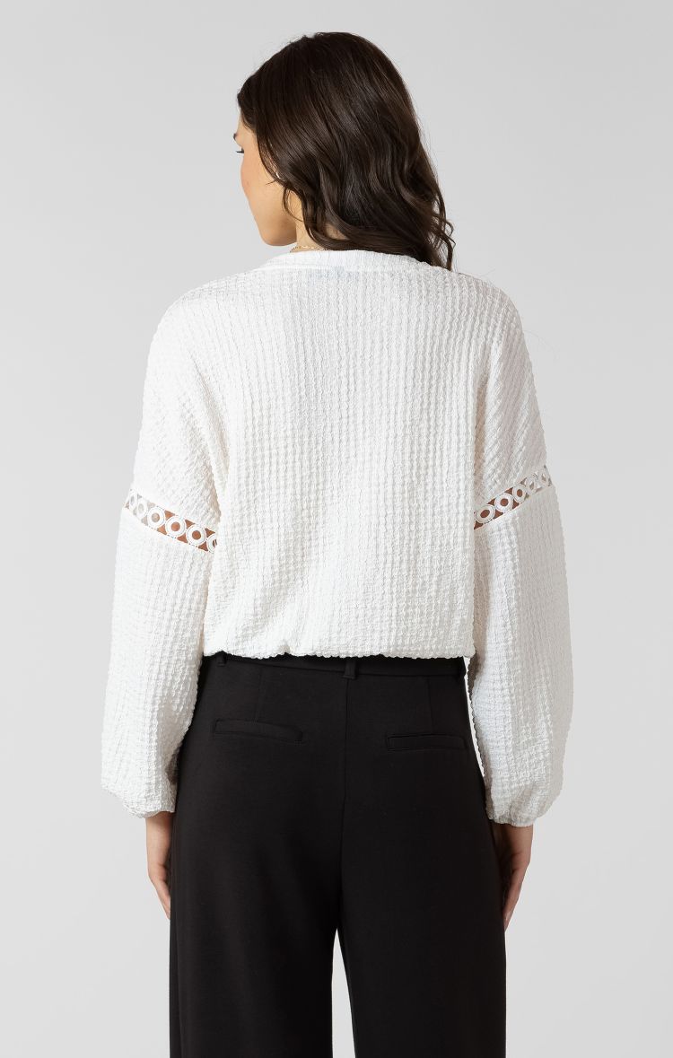 Lace Insert Textured Blouse