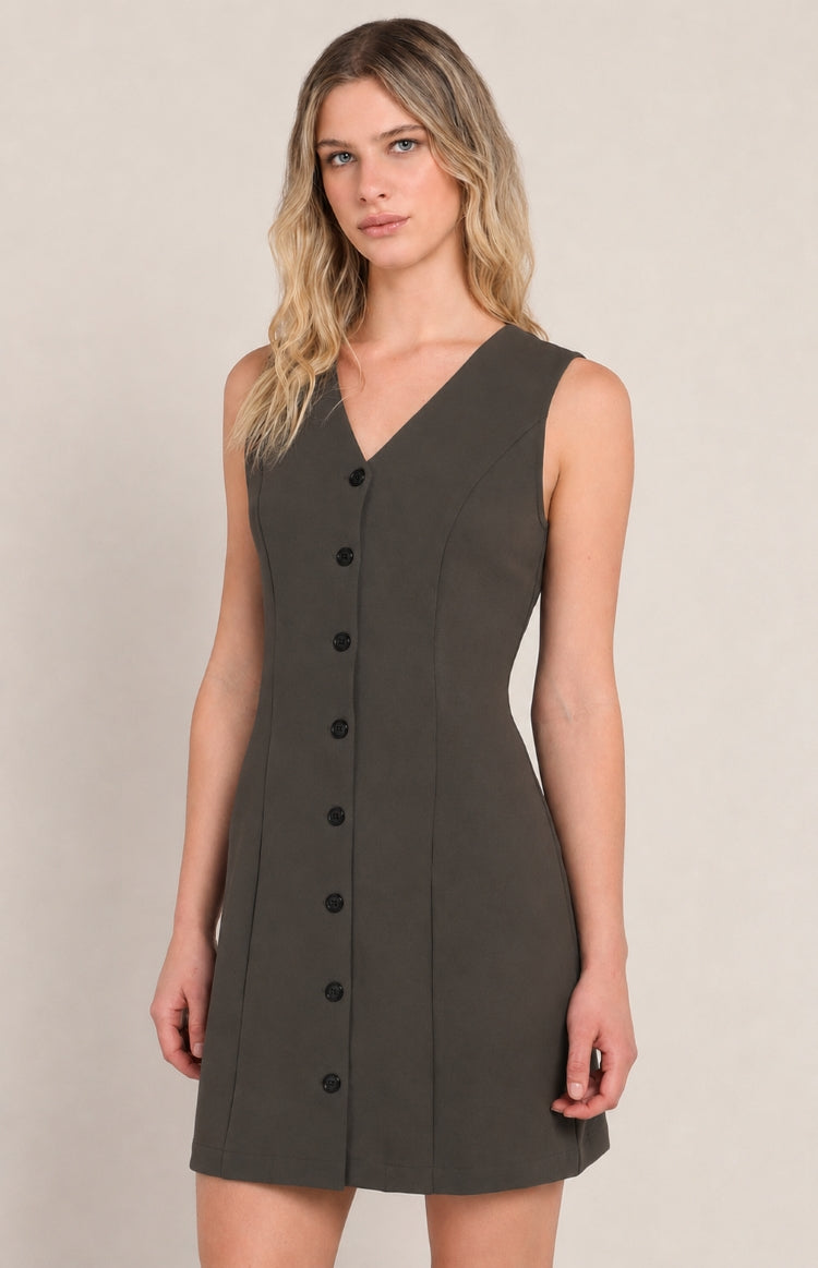 Dex Button-Front Mini Dress